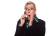 Blonde Woman Shocked on Cell Phone