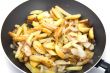fried cutting potatoes in griddle