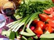 Vegetables and wine