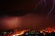 Thunderstorm with lightning in the city