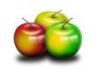 three multi-coloured apples
