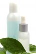 cosmetic products with green leaf