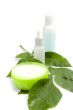 cosmetic products with green leaf