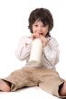 The boy with a bottle of milk
