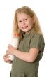 The girl with a bottle of milk