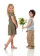 Two children with flowers