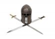 Medieval helm and crossed swords