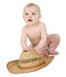 Baby on a white background with straw hat