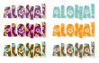 Vector illustration of aloha word in different colors