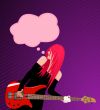 Vector illustration of smiling rock girl with guitar