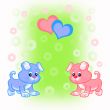 Bright card with two puppies