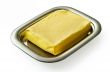Butter on silver butter dish isolated