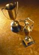 Trophies. On brown background