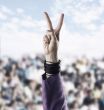 Giving Peace Sign