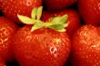 red strawberries and green leaf