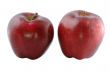 Two ripe red apples on a light background