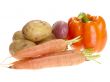 fresh tasty vegetables on white background with clipping path