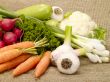 fresh tasty vegetables on burlap