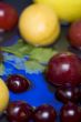 fruit on blue water