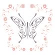 The butterfly with floral pattern frame