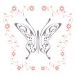 The butterfly with floral pattern frame