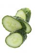 Cutting cucumber in water closeup