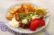 Greek meal pork souvlaki