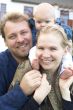 Happy family of three