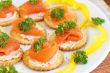 Smoked salmon and cream cheese on crackers