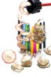 pencil and shavings on white background