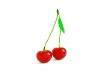 Cherries with green leaf