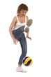 sports woman with ball on white background