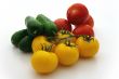 Yellow tomatos, red tomatos, cucumbers