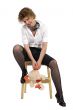 woman with toy on white