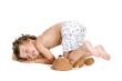 sleeper little boy with toy bear