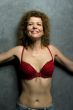 woman in red brassiere closeup
