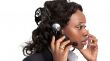 businesswoman talking on a customer service line