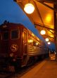 vintage train at night