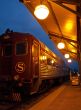 vintage train at night