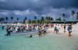 Tourists landing - Saona island beach Dominican republic