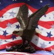 Wood American Bald eagle with patriotic background