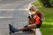 Blond Rollerblading