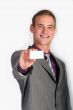  Business man with his card