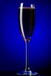 On blue champagne glasses