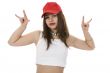emotional girl in red cap