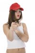 emotional girl in red cap