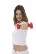 beautiful girl with dumbbells