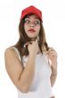 emotional girl in red cap