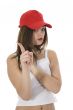 emotional girl in red cap