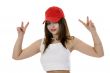 emotional girl in red cap
